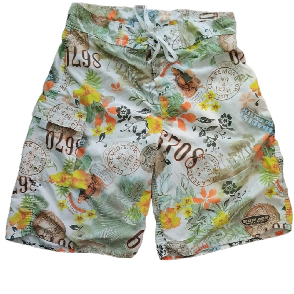 Ron Jon Tropical Board Shorts Green Orange